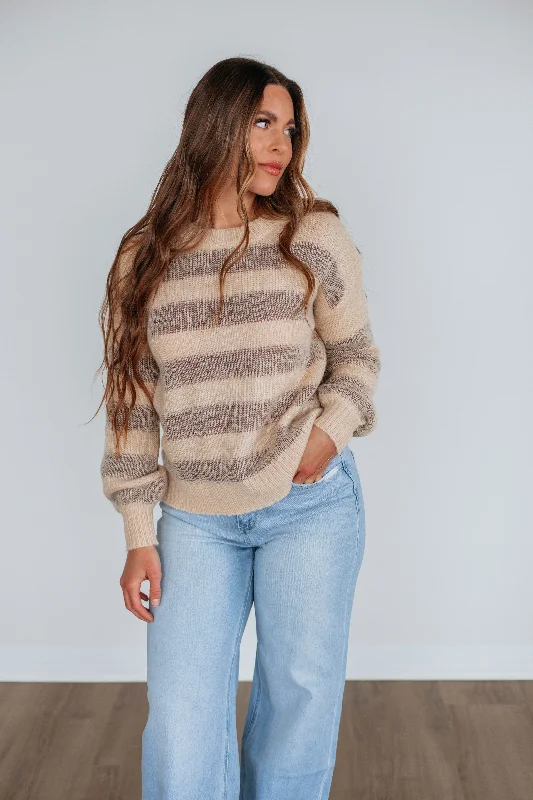 Cecily Striped Sweater - Natural