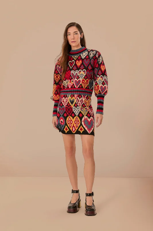 Black Hearts Ikat Knit Sweater