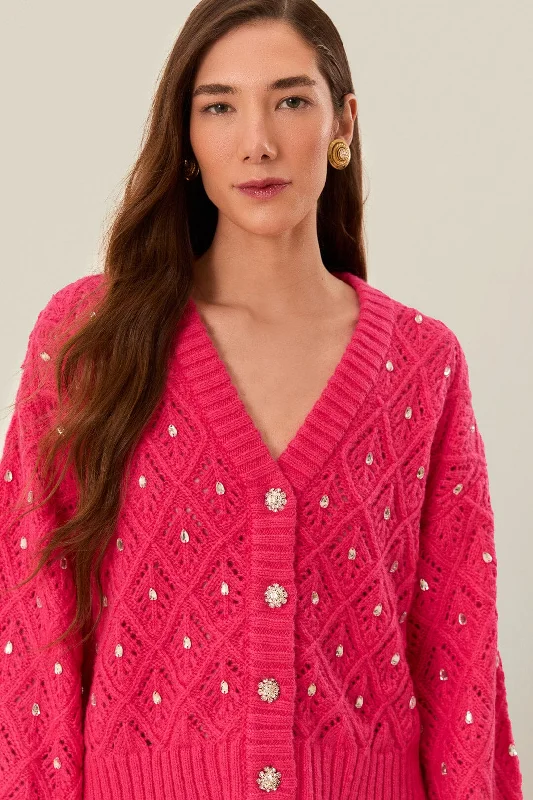 Pink Lace Knit Sweater